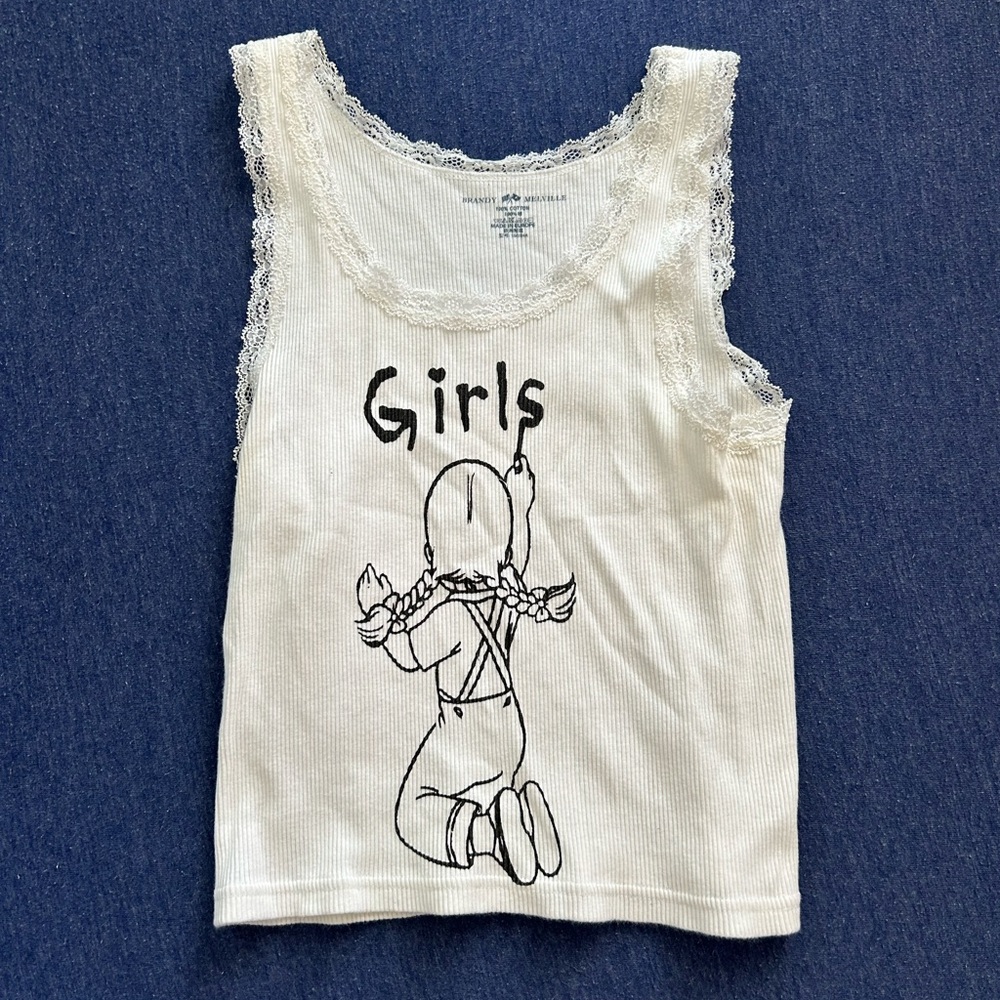 Brandy Melville white lace tank top